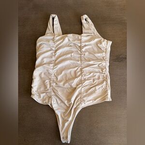 Abercrombie & Fitch Cream Ruched bodysuit